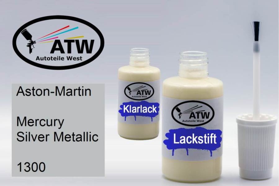 Aston-Martin, Mercury Silver Metallic, 1300: 20ml Lackstift + 20ml Klarlack - Set, von ATW Autoteile West.